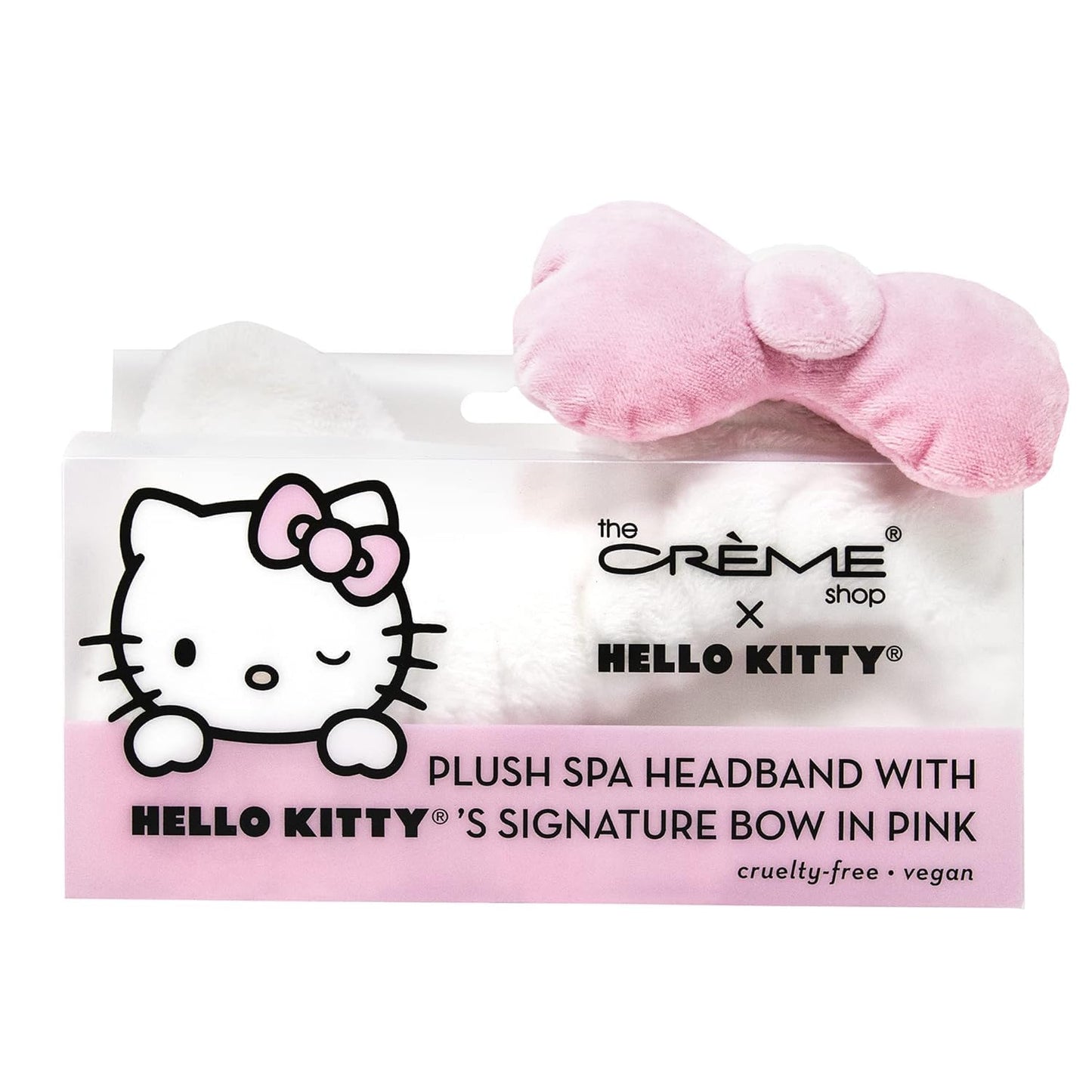 The Creme Shop X Hello Kitty Plush Spa Headband with Signature Bow-Pink