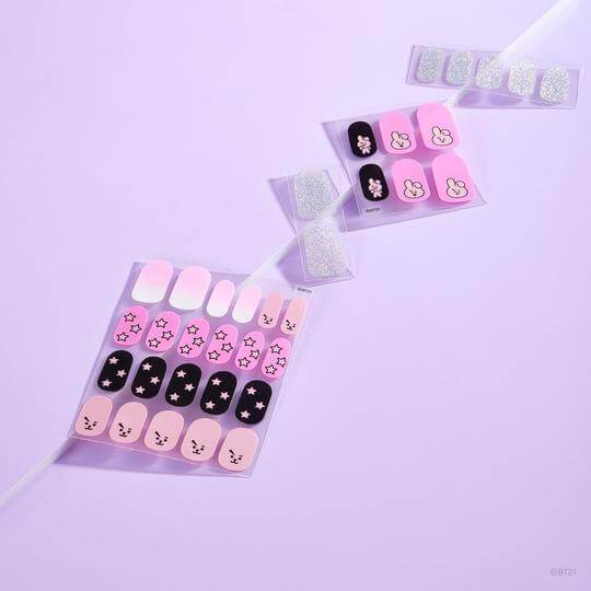 The Crème Shop BT21: COOKY Energy Pink Gel Nail Strips (Set of 35)