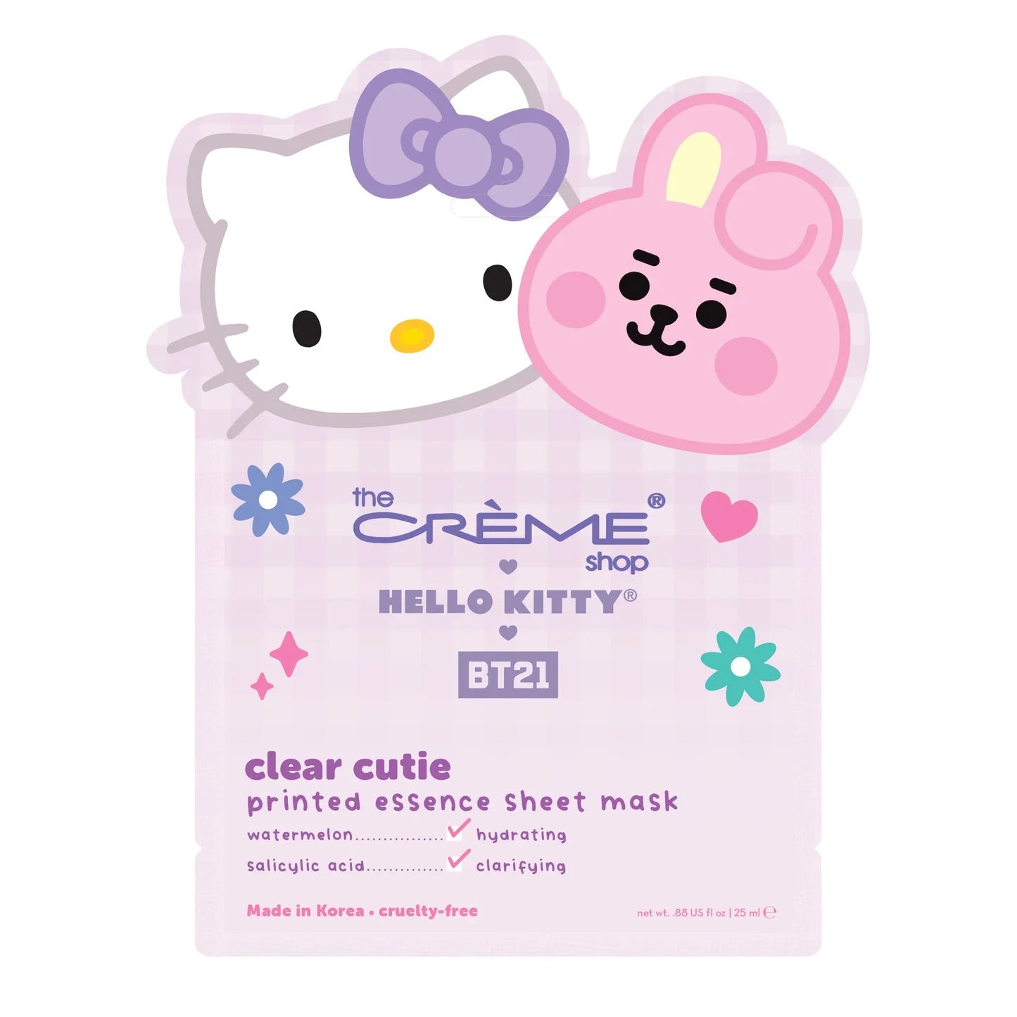 Hello Kitty & BT21 (COOKY) Clear Cutie Printed Essence Sheet Mask
