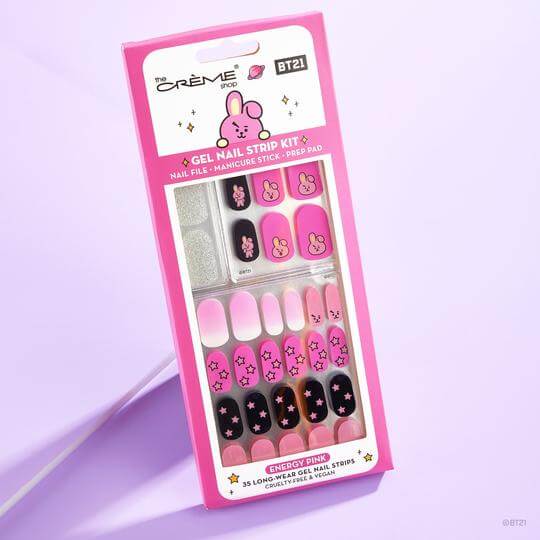 The Crème Shop BT21: COOKY Energy Pink Gel Nail Strips (Set of 35)
