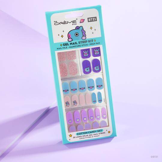 The Crème Shop BT21: MANG Cotton Candy Sky Gel Nail Strips (Set of 35)